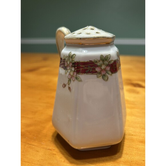 Nippon Hand Painted Gold Floral Porcelain Sugar Shaker Vintage 1911 - Picture 3 of 12
